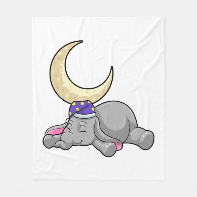 Elephant with Moon Fleece Blanket (Front)