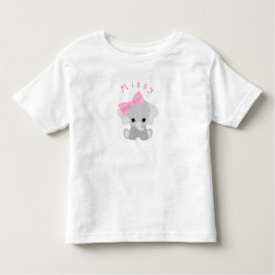 Elephant With Pink Bow Personalised Toddler T-Shirt