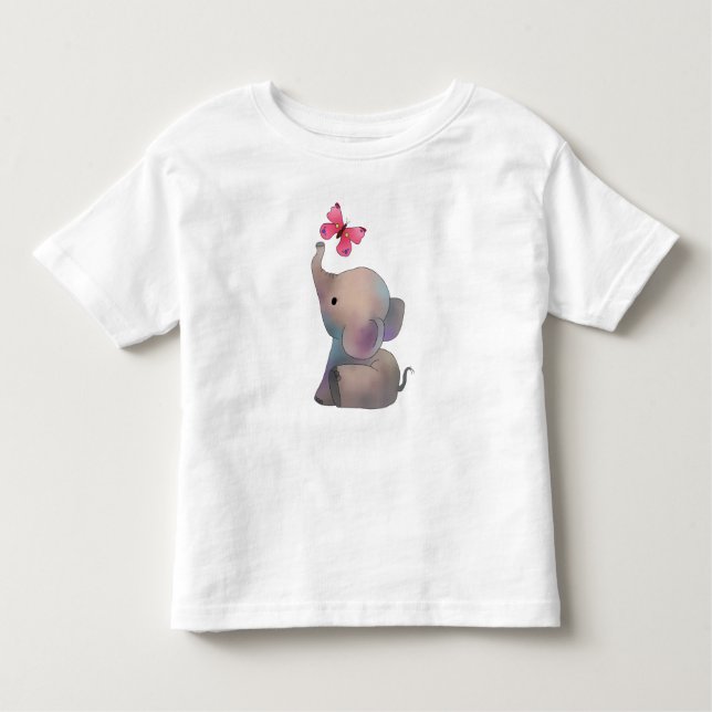 Elephant with pink butterfly toddler T-Shirt (Front)