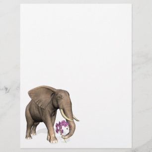 Elephant With Pink Orchid