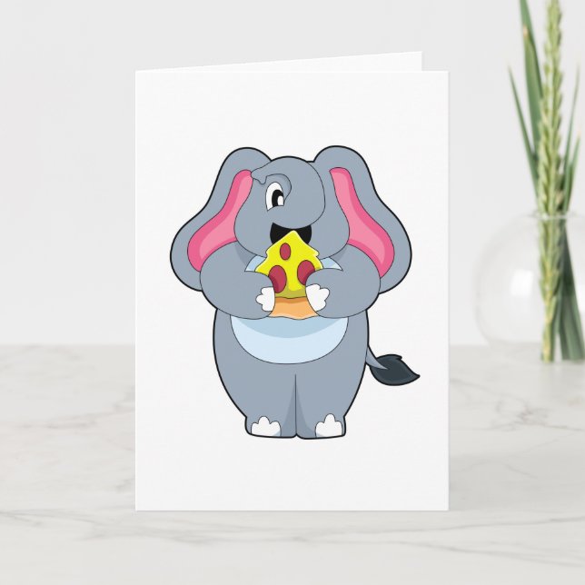 Elephant with Pizza Card (Front)