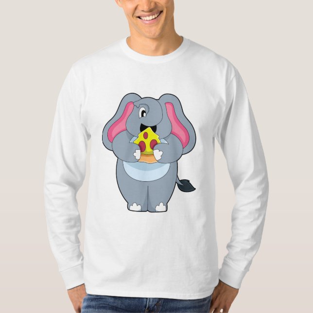 Elephant with Pizza T-Shirt (Front)