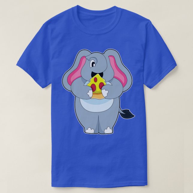 Elephant With Pizza  T-Shirt (Design Front)