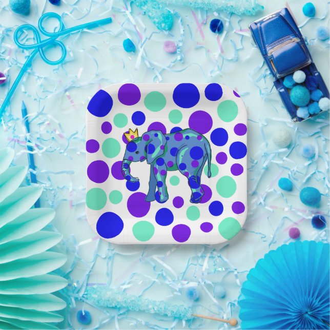 Elephant with Polka Dots Paper Plates (Party)