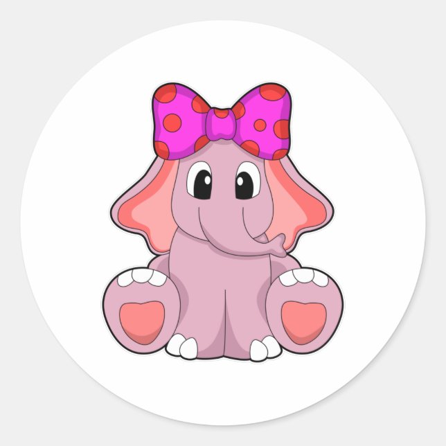 Elephant with Ribbon Classic Round Sticker (Front)