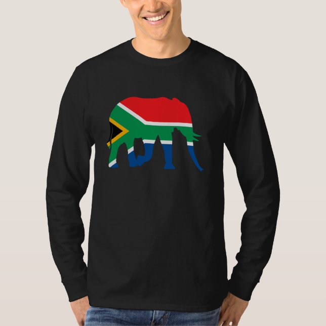 Elephant with South African flag South Africa T-Shirt (Front)