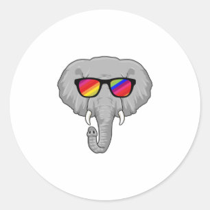Elephant with Sunglasses Classic Round Sticker