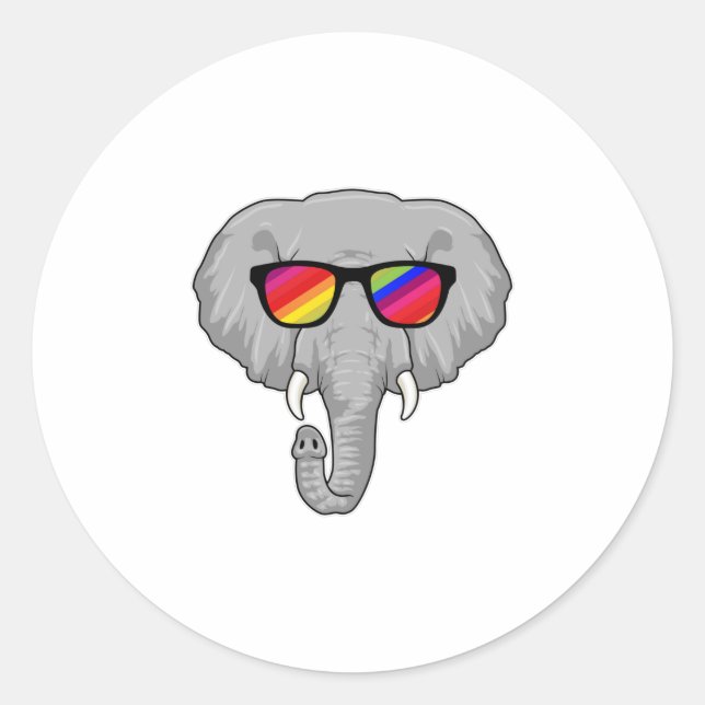 Elephant with Sunglasses Classic Round Sticker (Front)