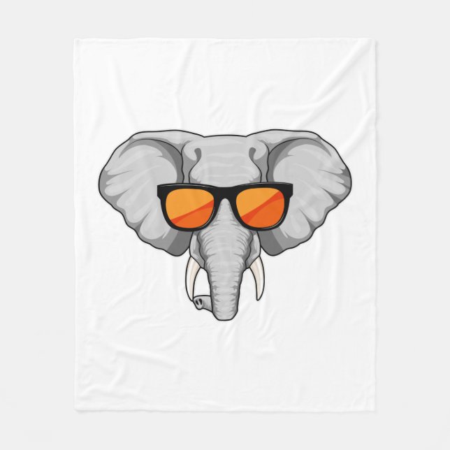 Elephant with Sunglasses Fleece Blanket (Front)