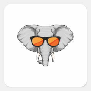 Elephant with Sunglasses Square Sticker