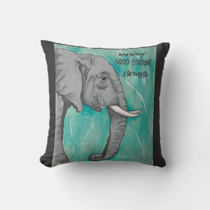 Elephant with teal background  cushion