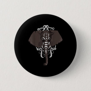 Elephant With War Paint  6 Cm Round Badge