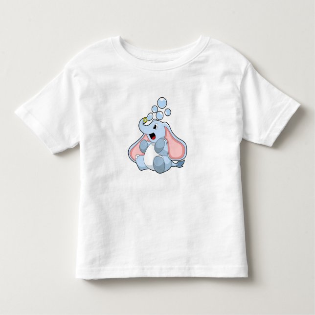 Elephant with Water bubbles Toddler T-Shirt (Front)