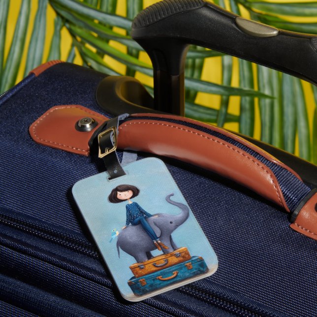 Elephant with Woman Luggage Tag (Front Insitu 1)