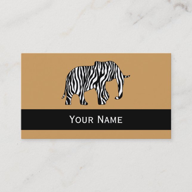 Elephant with Zebra Stripes + your ideas Business Card (Front)