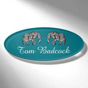 Elephant with Zebra Stripes + your ideas Name Tag