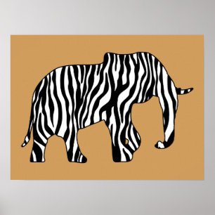 Elephant with Zebra Stripes + your ideas Poster