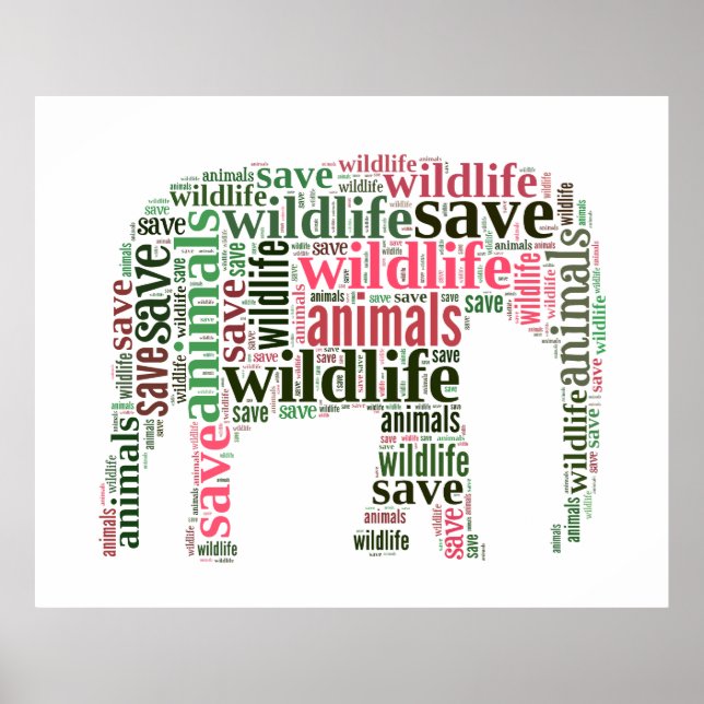 Elephant words cloud poster (Front)