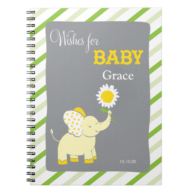 Elephant  |  Words of Advice Baby Shower Notepad Spiral Notebook (Front)
