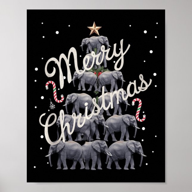 Elephant Xmas Tree Elephant Christmas Tree Marry C Poster (Front)