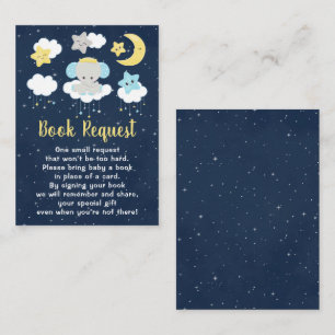 Elephant Yellow and Navy Baby Shower Book Request Enclosure Card