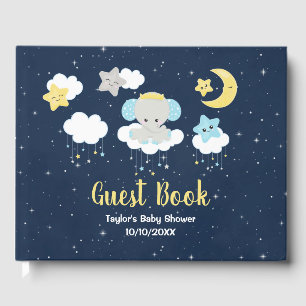 Elephant Yellow and Navy Baby Shower Guest Book
