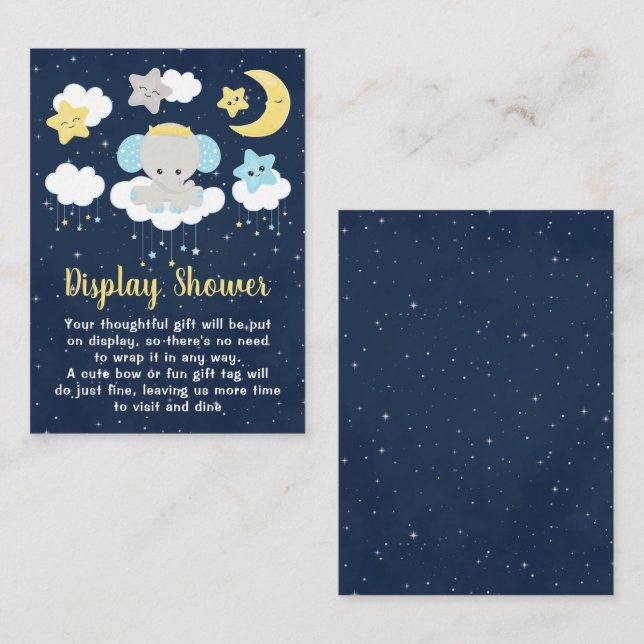 Elephant Yellow and Navy Display Baby Shower Enclosure Card (Front/Back)