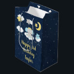 Elephant Yellow and Navy Happy Birthday Medium Gift Bag<br><div class="desc">This cute and whimsical gift bag can be personalised with a name or title,  such as daughter,  granddaughter,  niece,  friend etc. It features an adorable baby elephant in a gold crown sitting on a cloud with falling stars. In the background is a starry night sky and crescent moon.</div>