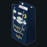 Elephant Yellow and Navy Happy Birthday Small Gift Bag<br><div class="desc">This cute and whimsical gift bag can be personalised with a name or title,  such as daughter,  granddaughter,  niece,  friend etc. It features an adorable baby elephant in a gold crown sitting on a cloud with falling stars. In the background is a starry night sky and crescent moon.</div>