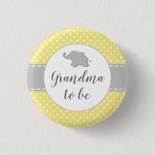 Elephant Yellow Baby Shower Grandma To Be 3 Cm Round Badge
