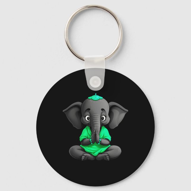 Elephant Yoga _1  Key Ring (Front)