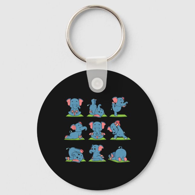 Elephant Yoga Position Workout Gift  Key Ring (Front)