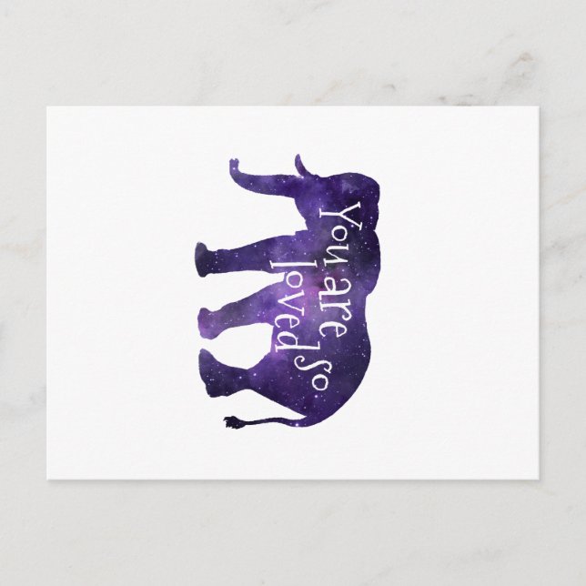 Elephant You Are So Loved Quote Postcard (Front)