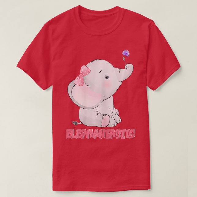 Elephantastic Cute Flower Girls Elephant  T-Shirt (Design Front)
