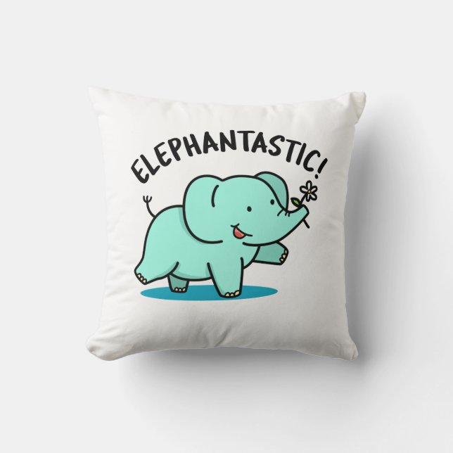Elephantastic Funny Elephant Pun  Cushion (Front)