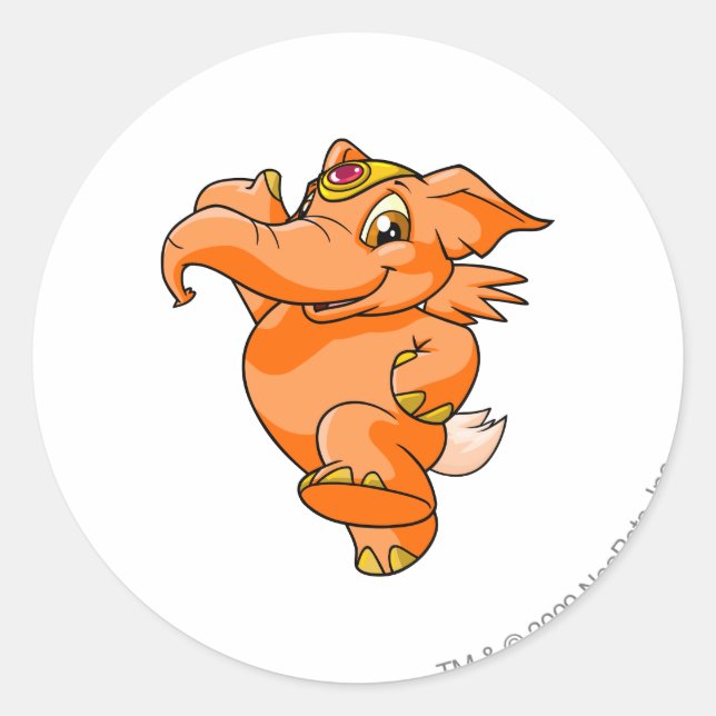 Elephante Orange Classic Round Sticker (Front)
