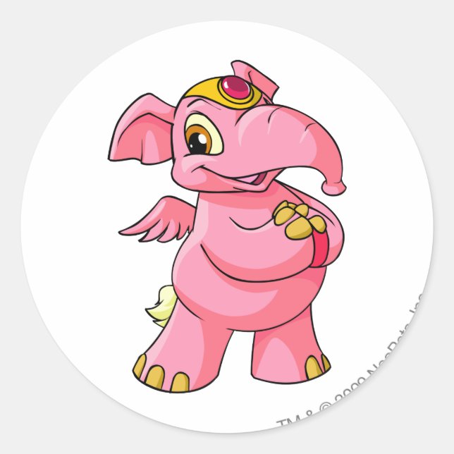 Elephante Pink Classic Round Sticker (Front)