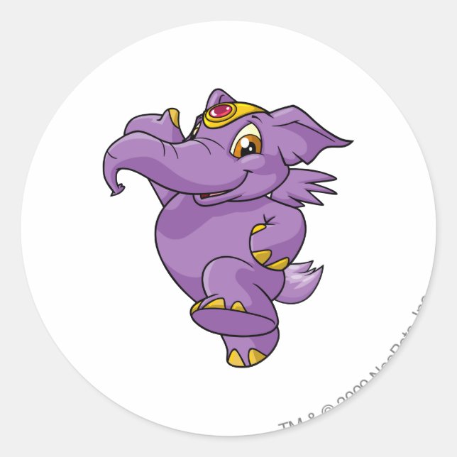 Elephante Purple Classic Round Sticker (Front)
