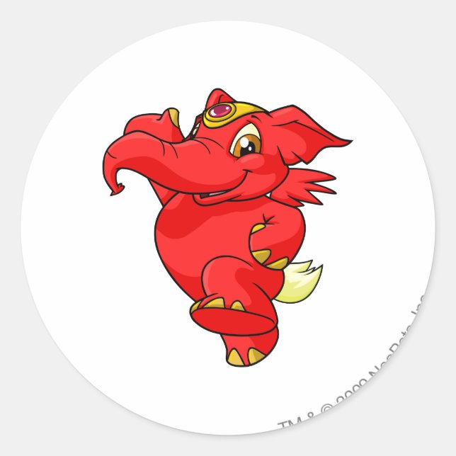 Elephante Red Classic Round Sticker (Front)