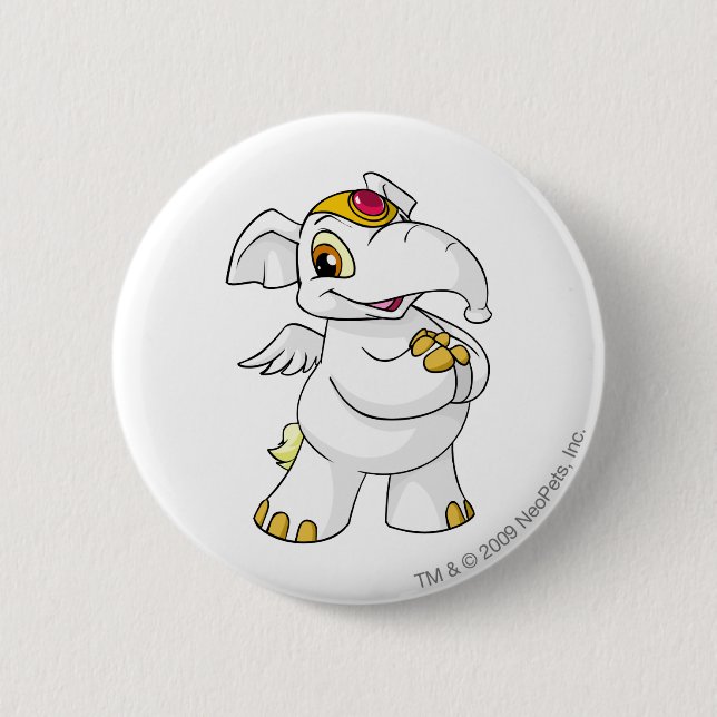 Elephante White 6 Cm Round Badge (Front)
