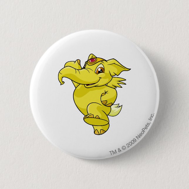 Elephante Yellow 6 Cm Round Badge (Front)