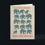 Elephants 15th Birthday Card for Little Brother<br><div class="desc">A  fun 15th Birthday Card for a Little Brother,  with silhouettes  of fifteen Elephants,  each filled with a Paisley pattern,  on a Burlap background. Part of the Posh & Painterly 'Heffalumps' collection.</div>