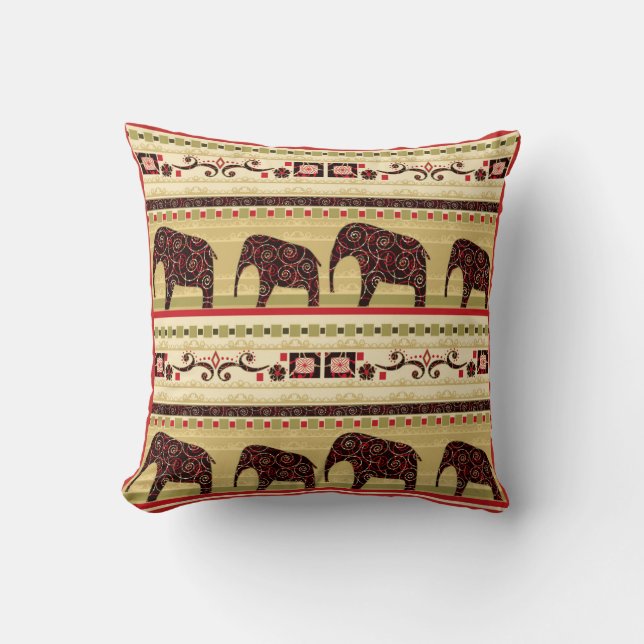 Elephants, African pattern Cushion (Front)