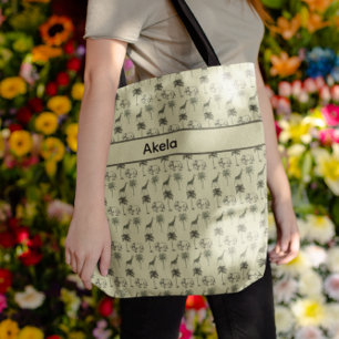 Elephants and Giraffes, customisable Tote Bag