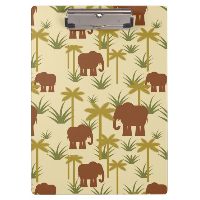 Elephants And Palms In Camouflage Clipboard (Front)