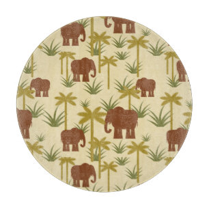 Elephants And Palms In Camouflage Cutting Board