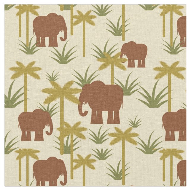 Elephants And Palms In Camouflage Fabric (Close Up)