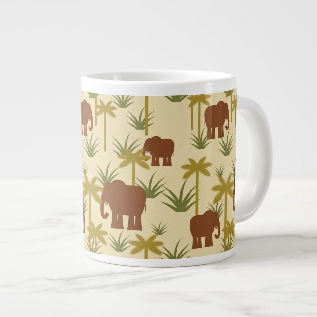 Elephants And Palms In Camouflage Large Coffee Mug (Front Right)