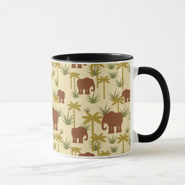 Elephants And Palms In Camouflage Mug (Right)