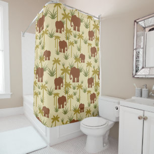 Elephants And Palms In Camouflage Shower Curtain